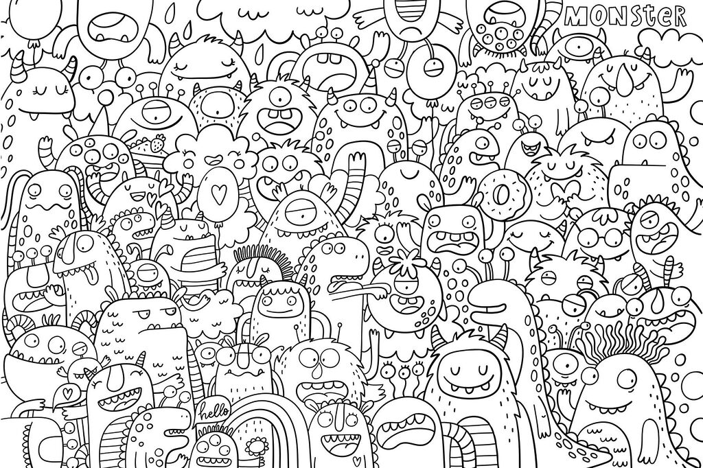 Faccine disegnate in nero — design completo