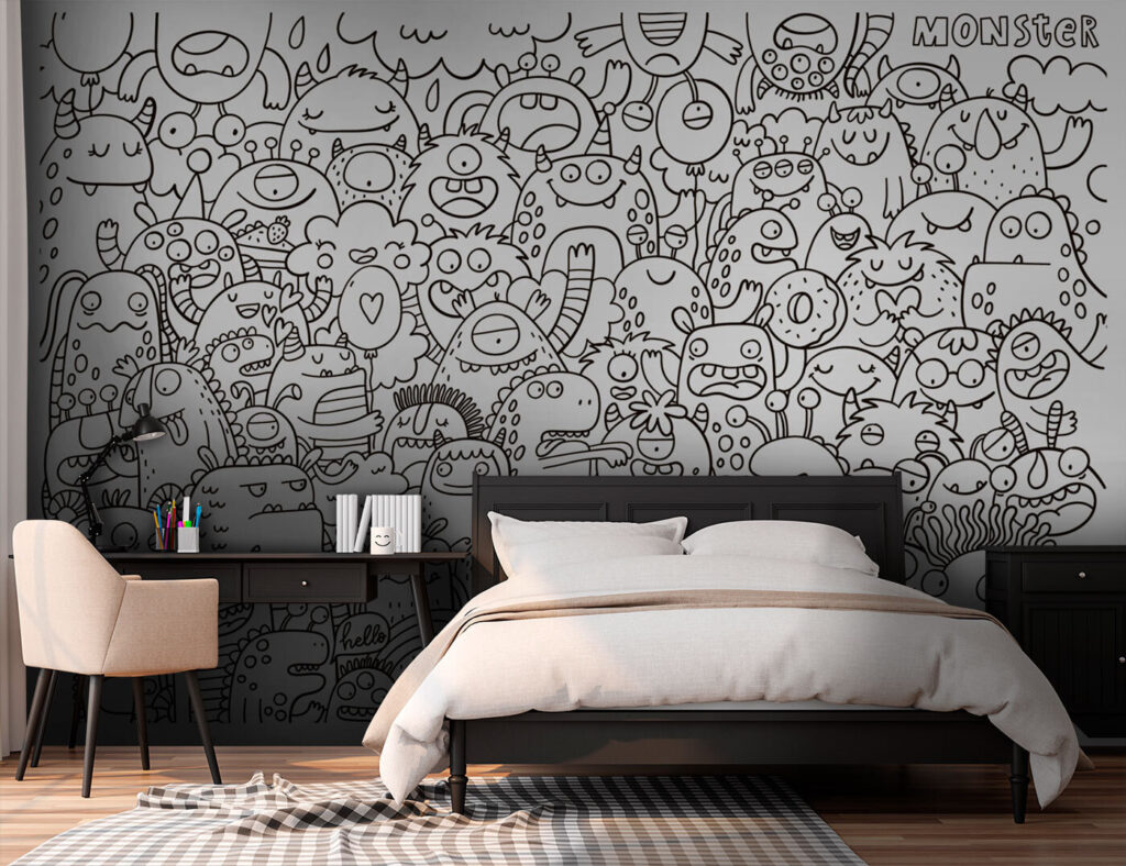 Faccine disegnate in nero — ambiente 1