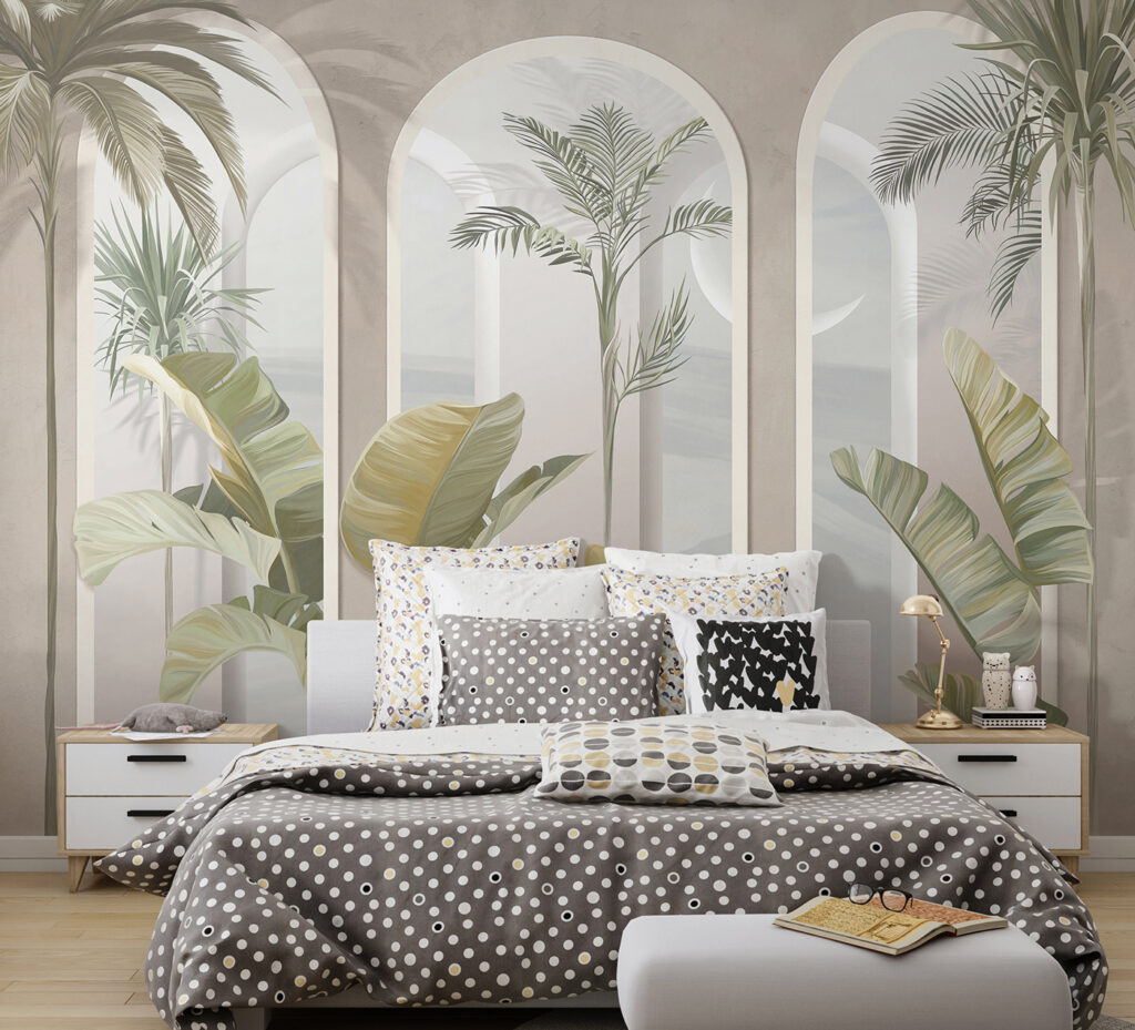 Palme tra archi rosa — ambiente 2