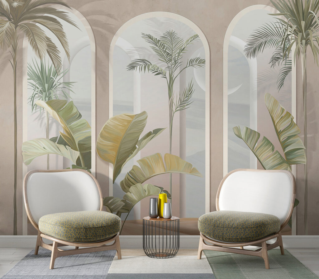 Palme tra archi rosa — ambiente 4