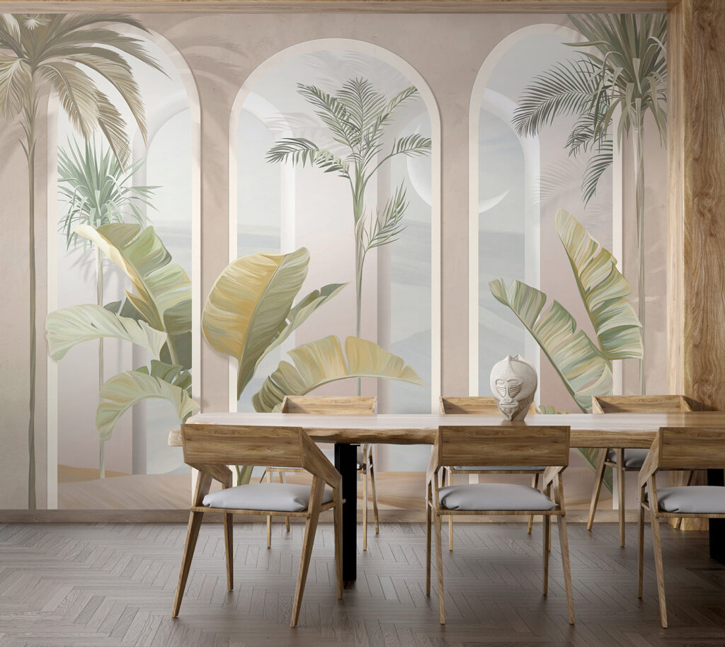 Palme tra archi rosa — ambiente 6
