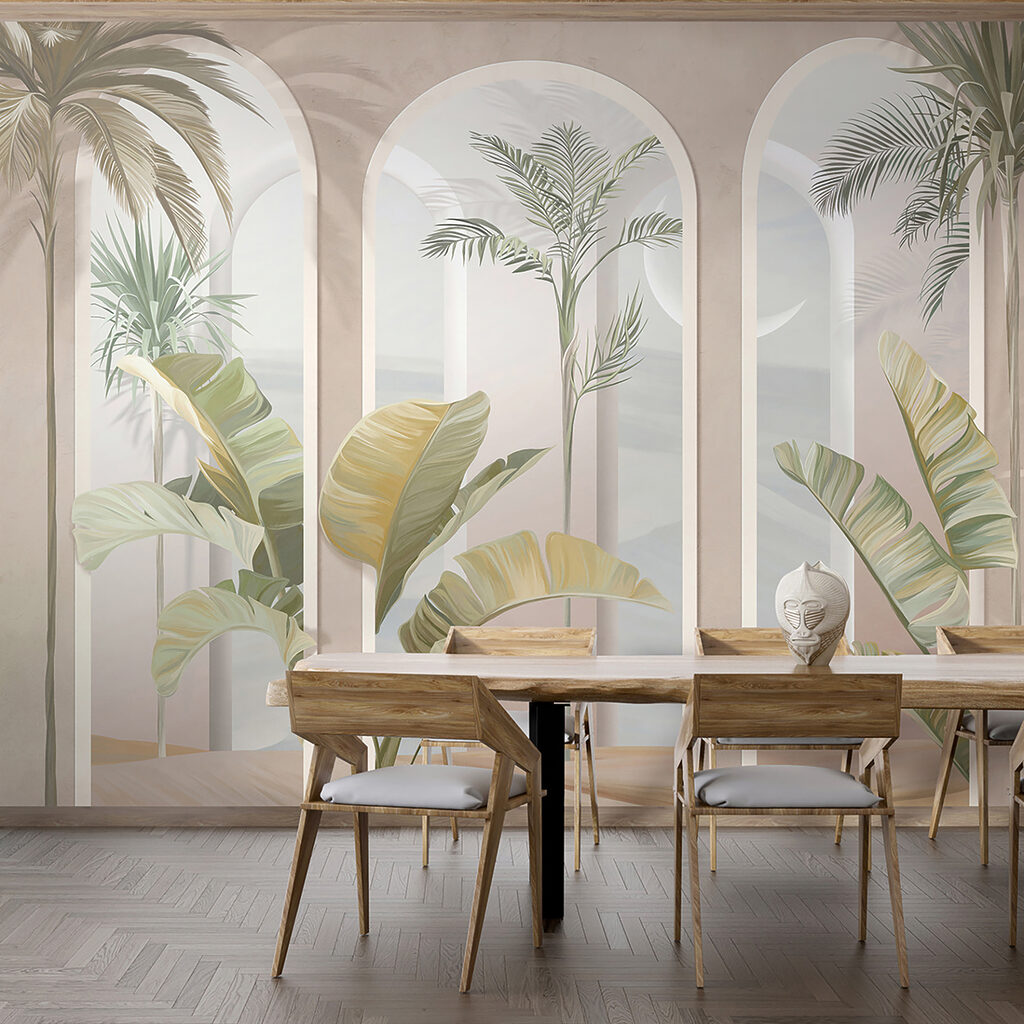 Palme tra archi rosa — ambiente 7