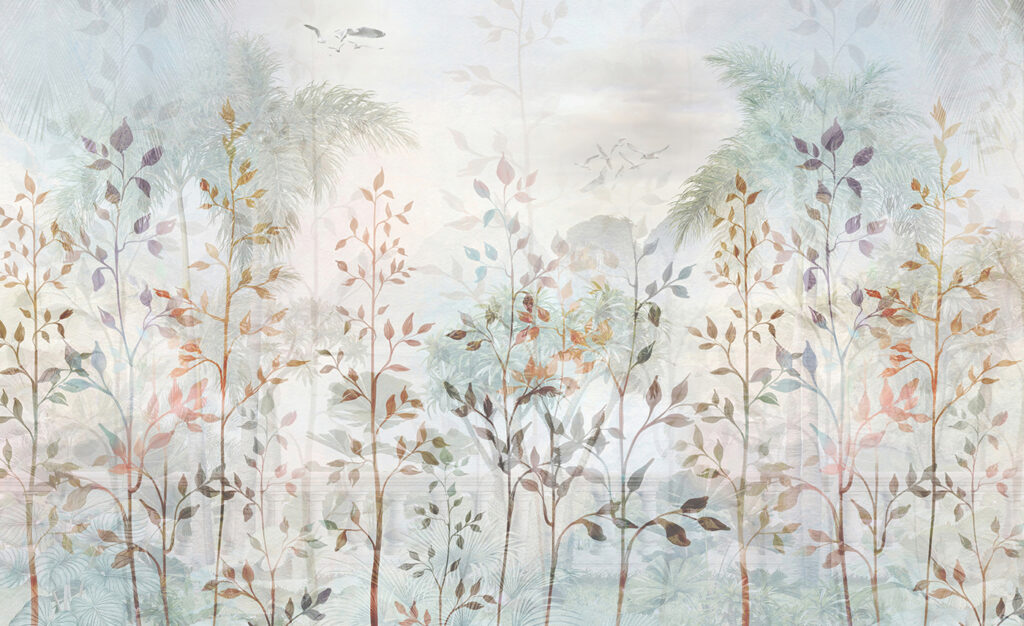 Foglie sopra palme lontane — design completo