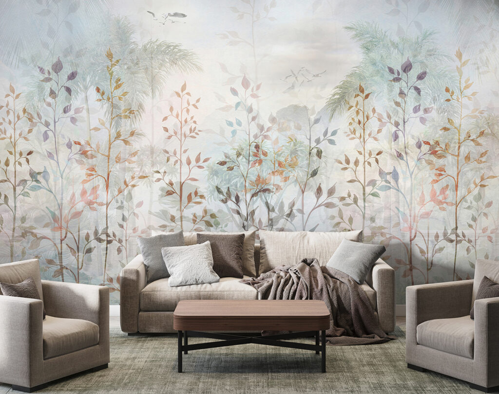 Foglie sopra palme lontane — ambiente 3