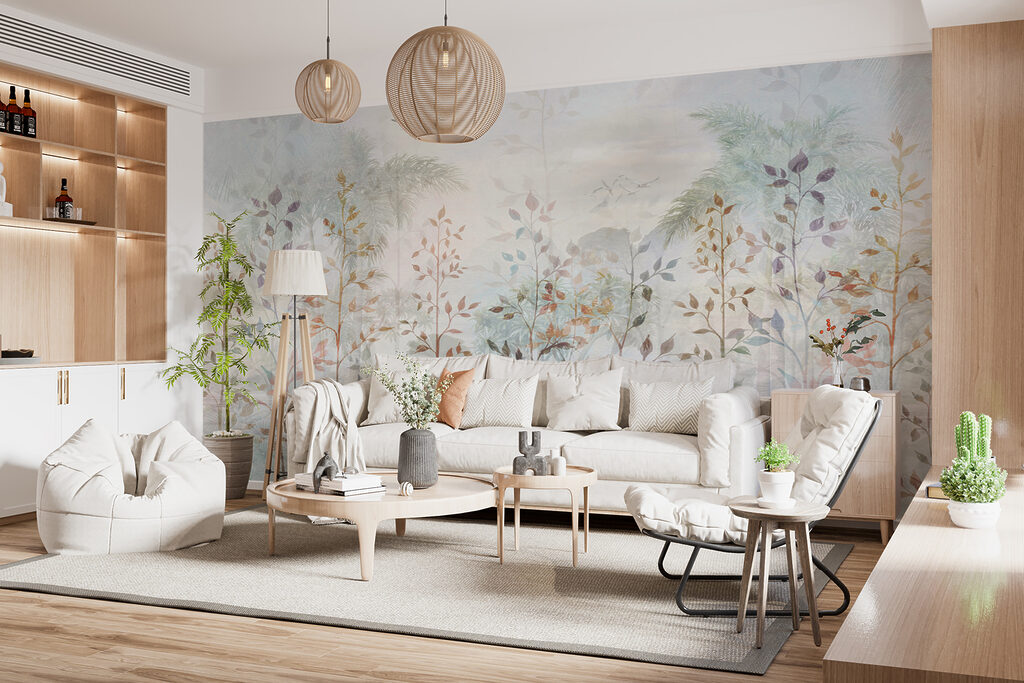 Foglie sopra palme lontane — ambiente 6