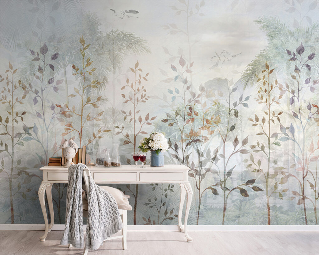 Foglie sopra palme lontane — ambiente 5