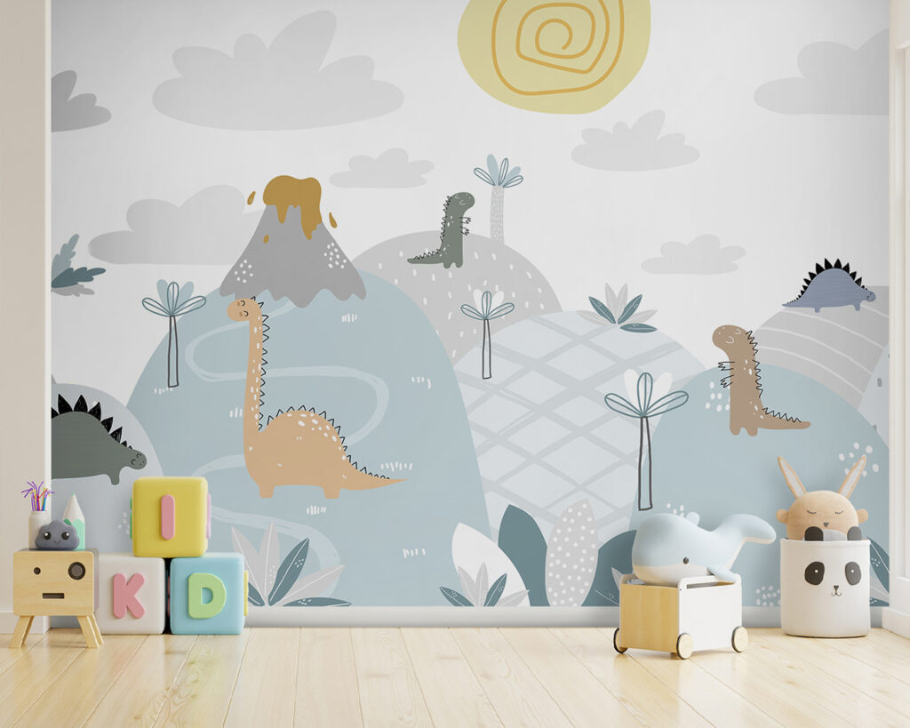 Dinosauri tra vulcani pastello — ambiente 3