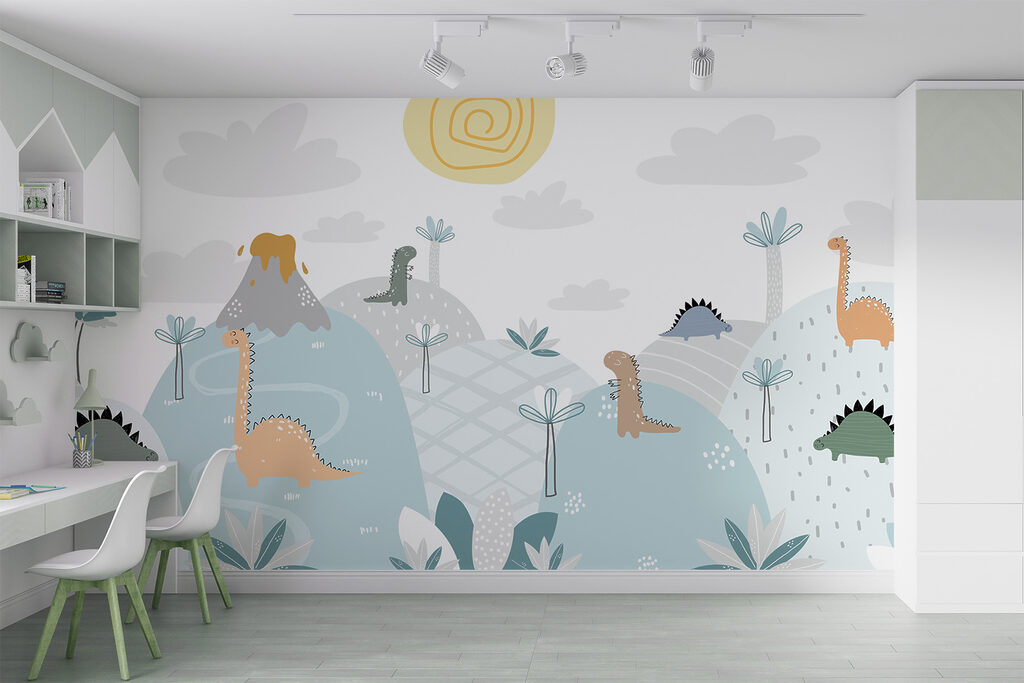 Dinosauri tra vulcani pastello — ambiente 6