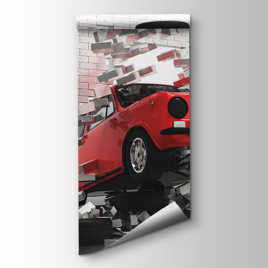 Auto rossa dal muro — vista del prodotto