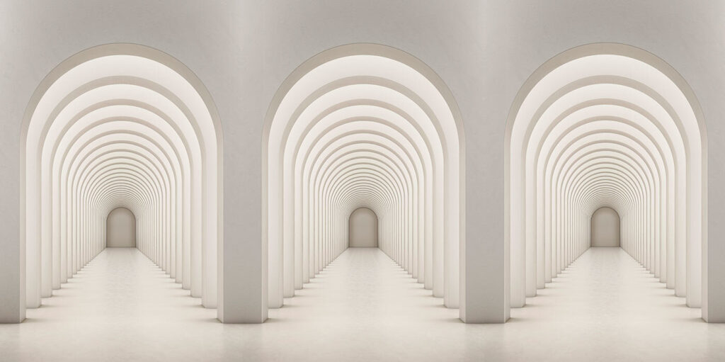 Tre corridoi ad archi — design completo