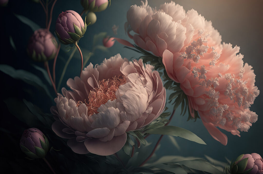 Peonie alla luce — design completo