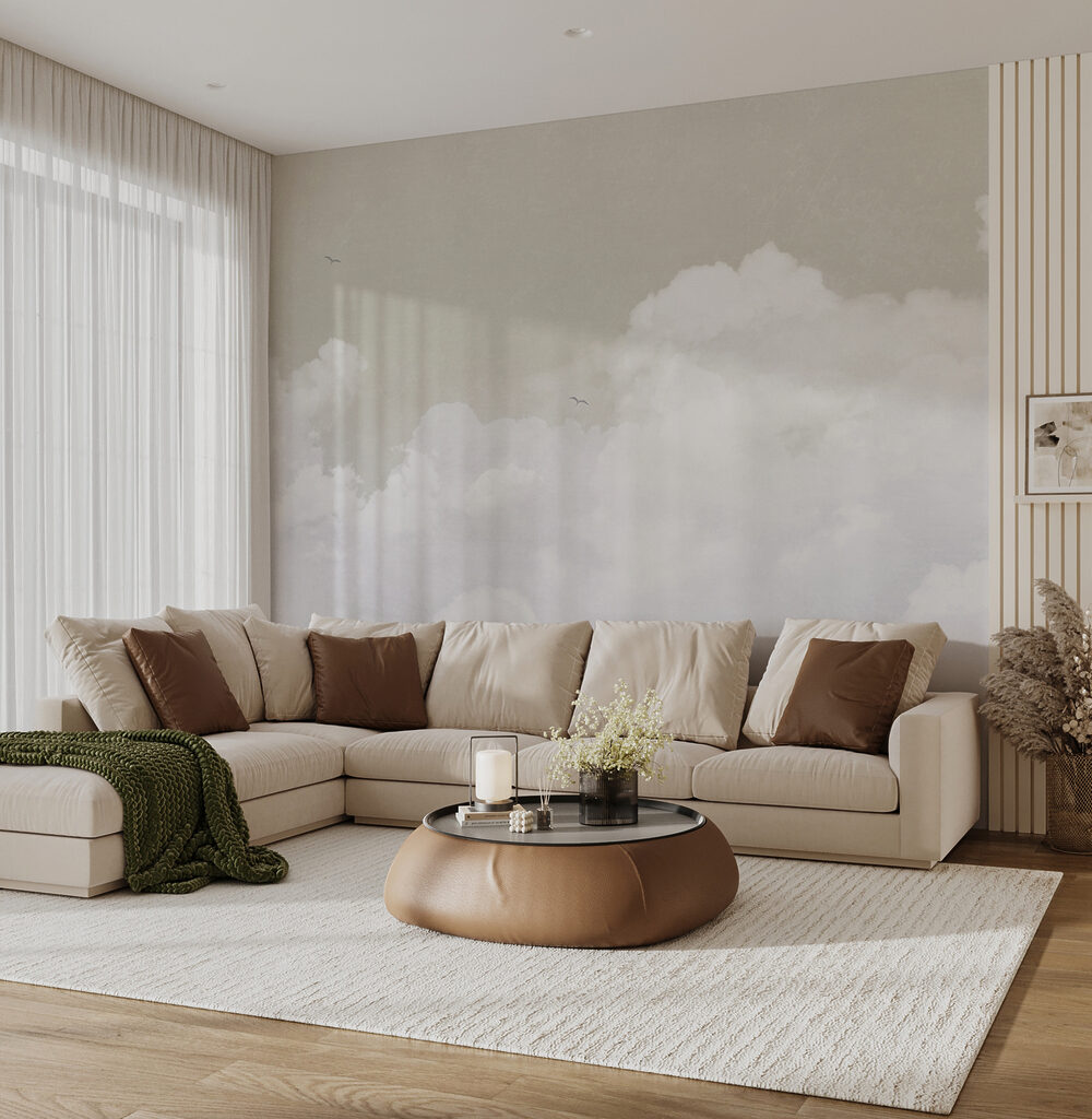 Cumuli bianchi sul beige — ambiente 3