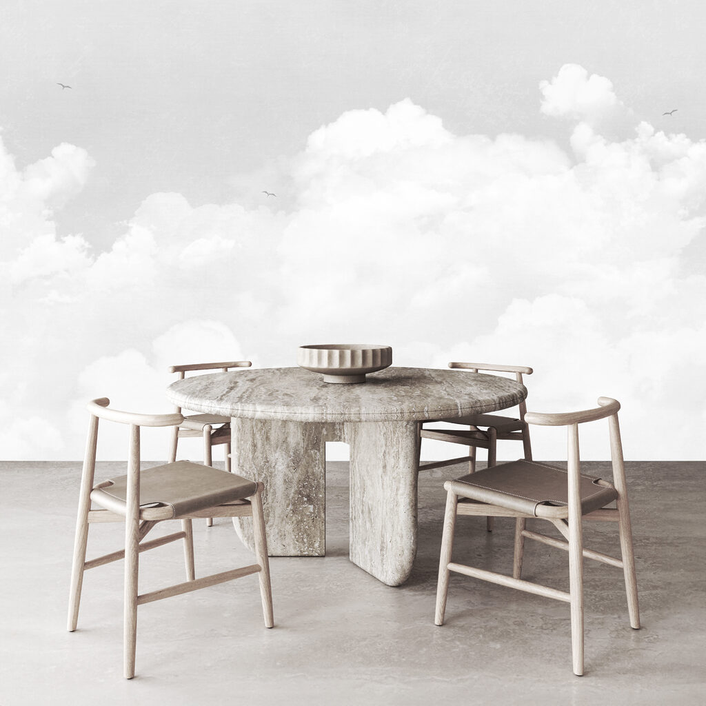 Cumuli bianchi sul beige — ambiente 2