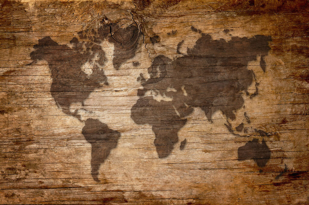 Mappa su assi antiche — design completo