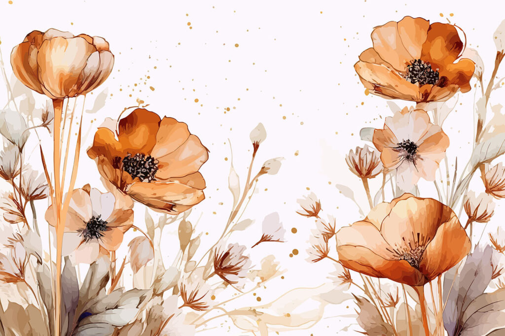 Fiori ocra ad acquerello — design completo