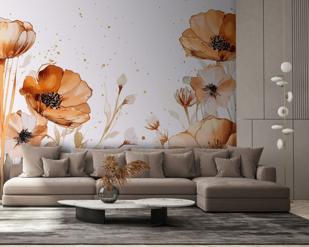 Fiori ocra ad acquerello — ambiente 1