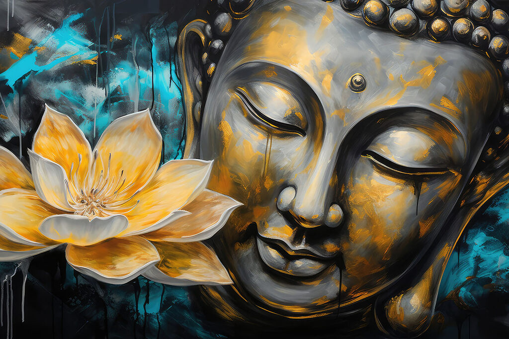 Buddha con loto dorato — design completo