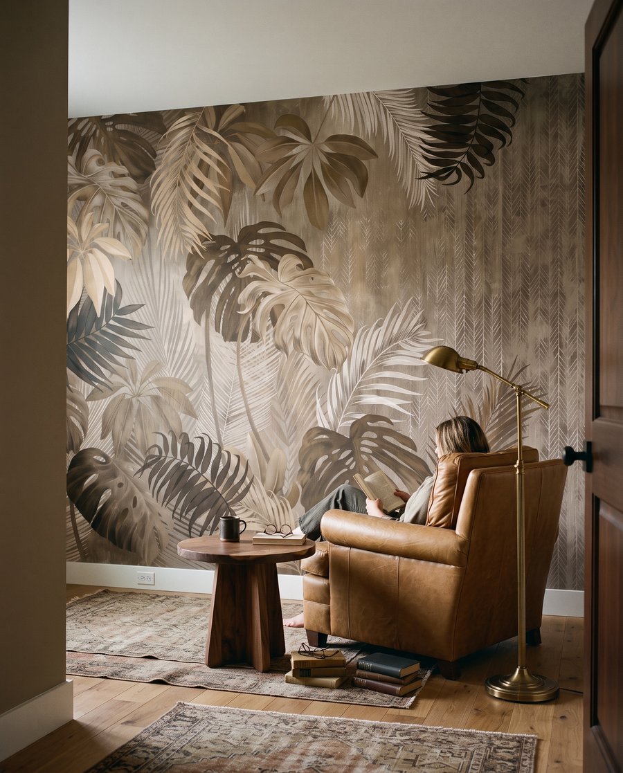 Foglie in ombre brune in un ambiente