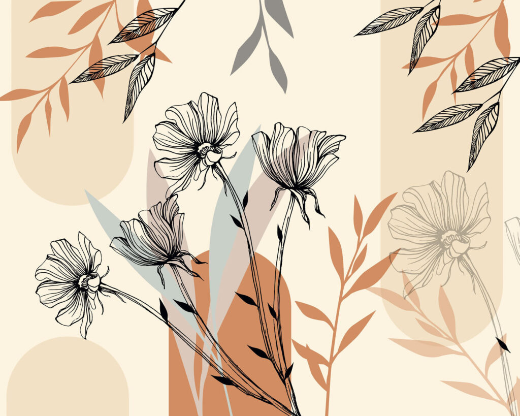Rametti e foglie disegnate — design completo