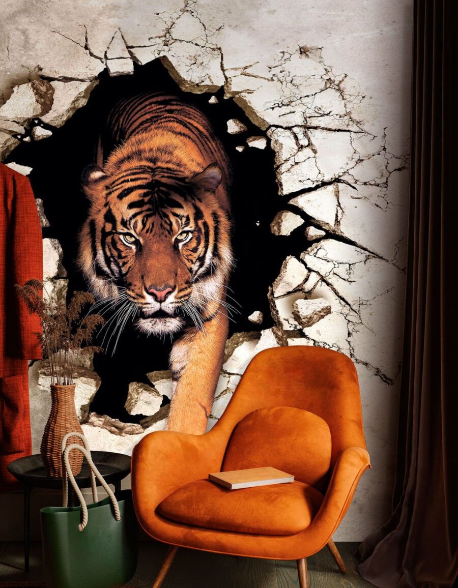Tigre dal muro in un ambiente