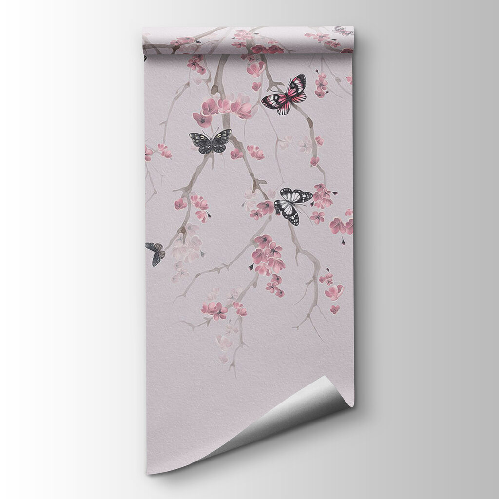 Farfalle tra fiori rosa — vista del prodotto