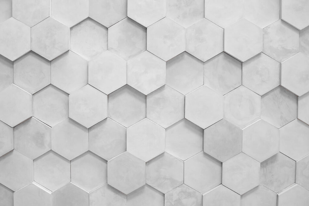 Esagoni bianchi con ombre — design completo