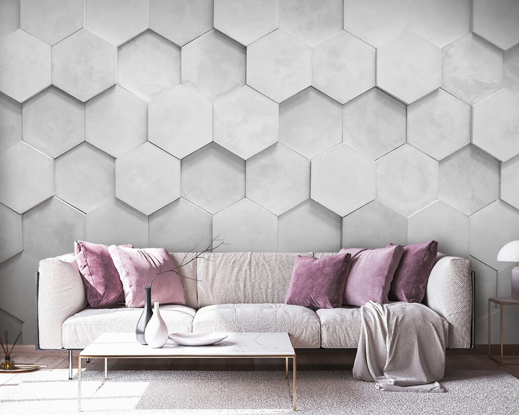Esagoni bianchi con ombre in un ambiente