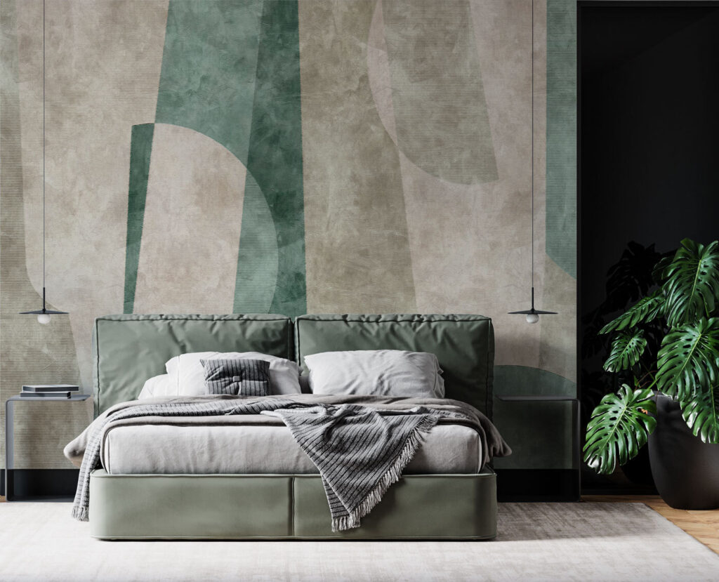 Forme curve in verde in un ambiente