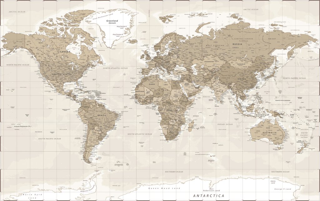 Mappa del mondo antica — design completo