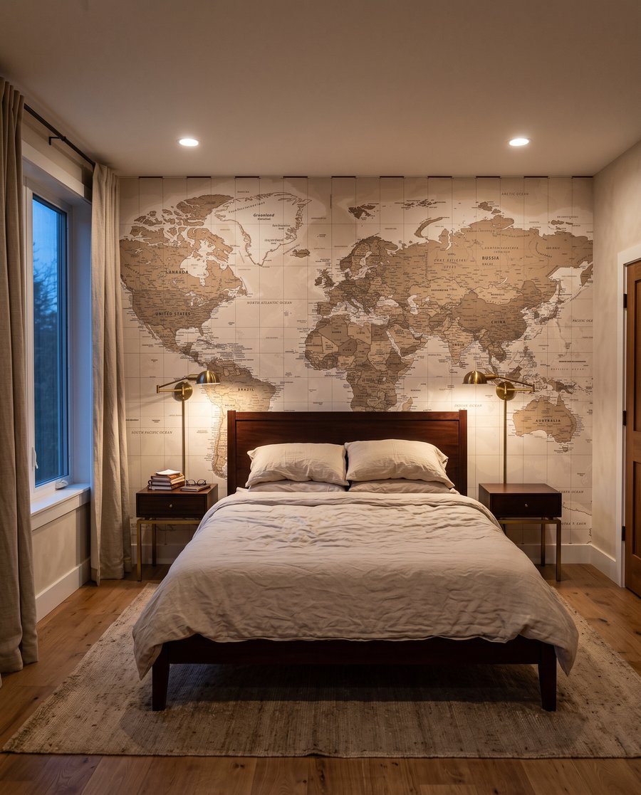 Mappa del mondo antica in un ambiente
