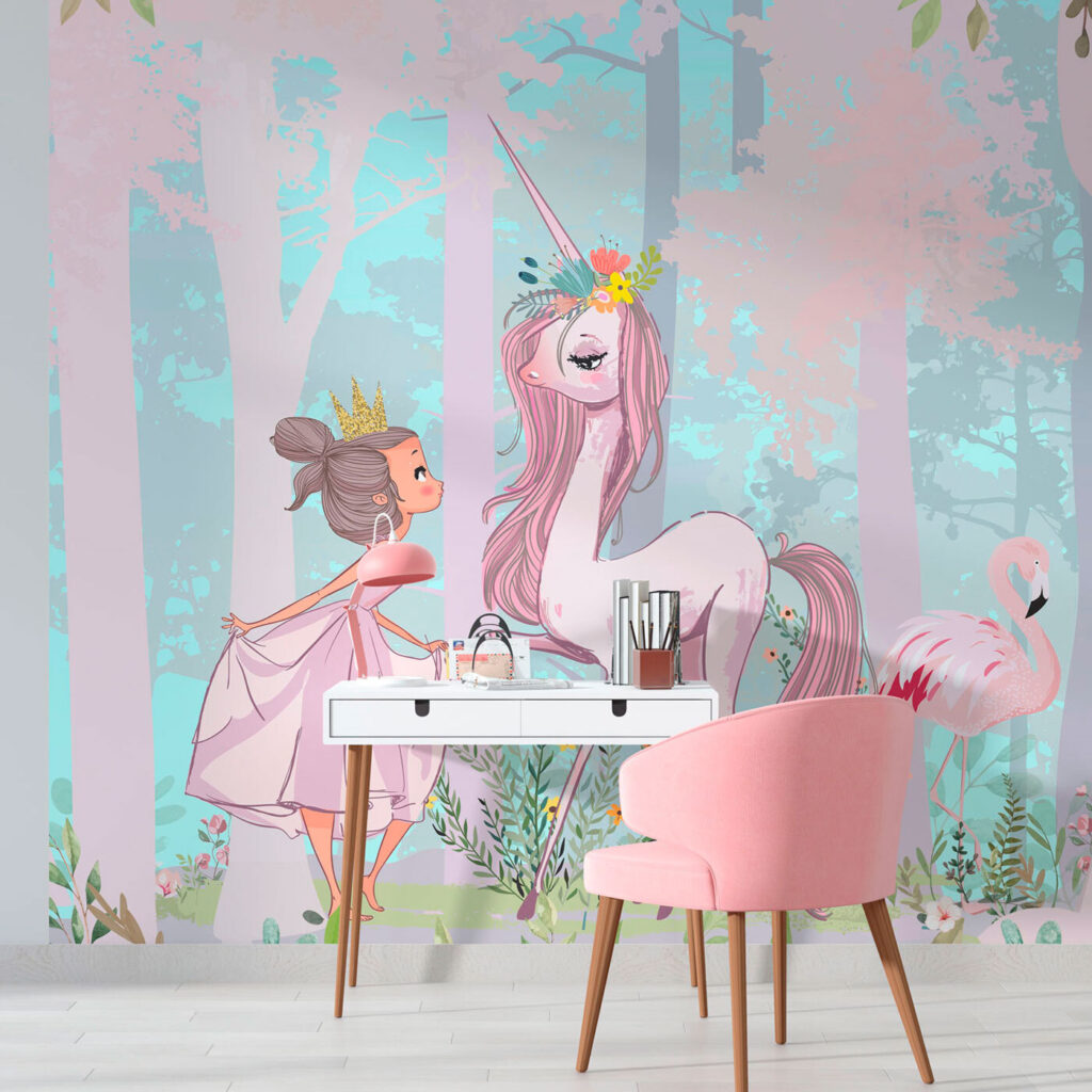 Principessa con unicorno rosa — ambiente 1