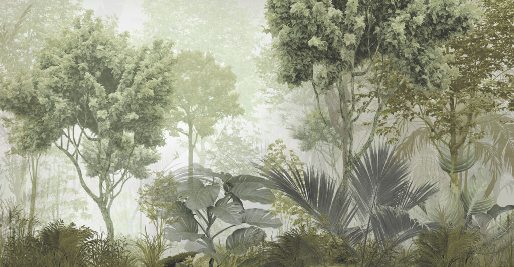 Giungla verde al mattino — design completo