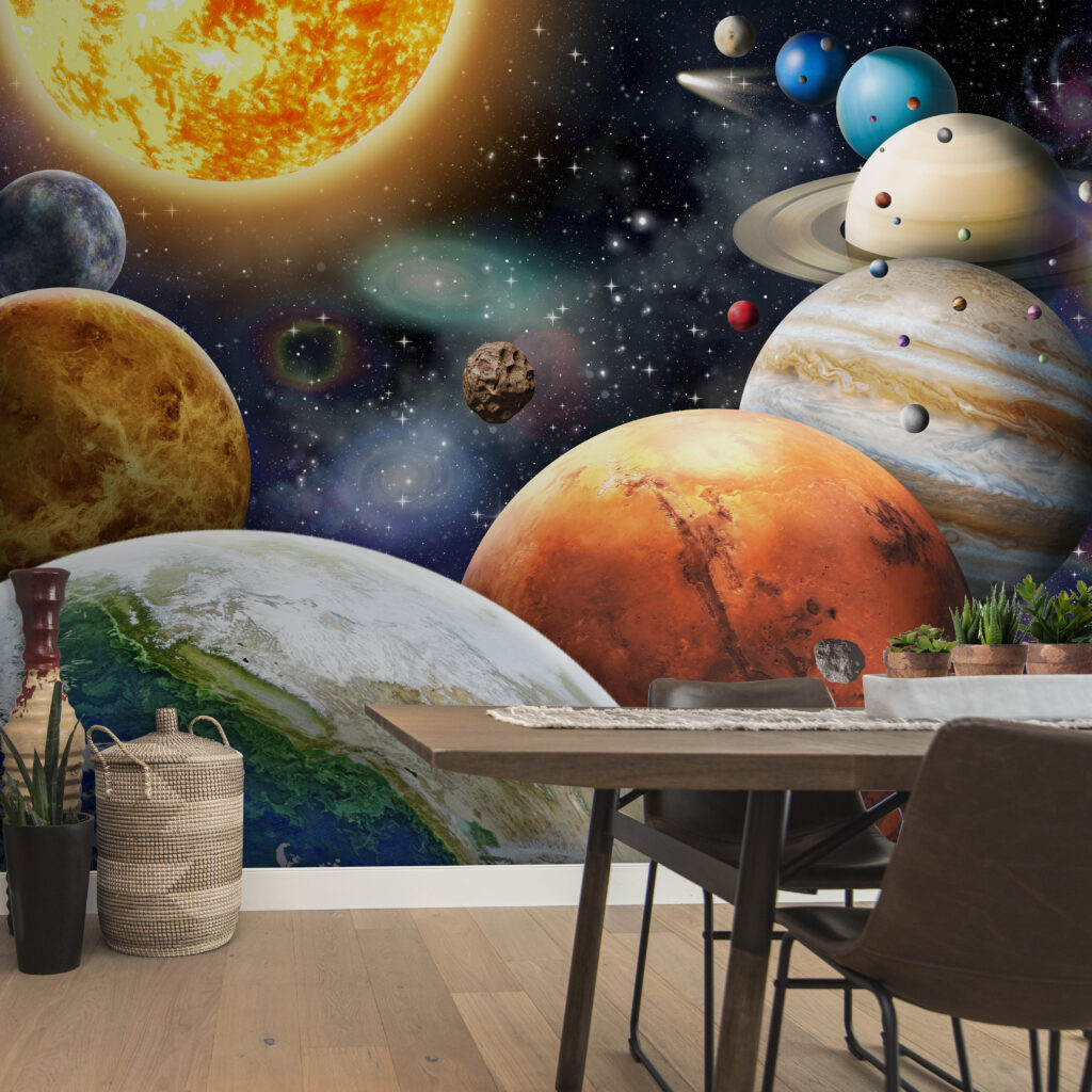Sole e pianeti colorati — ambiente 3