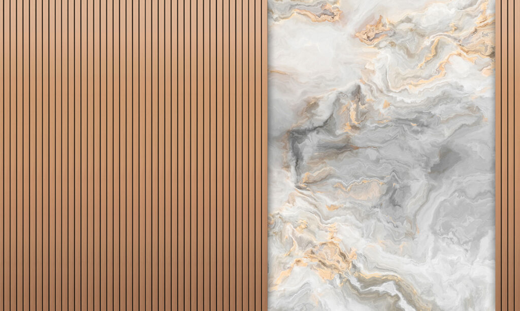 Listelli caldi e venature — design completo