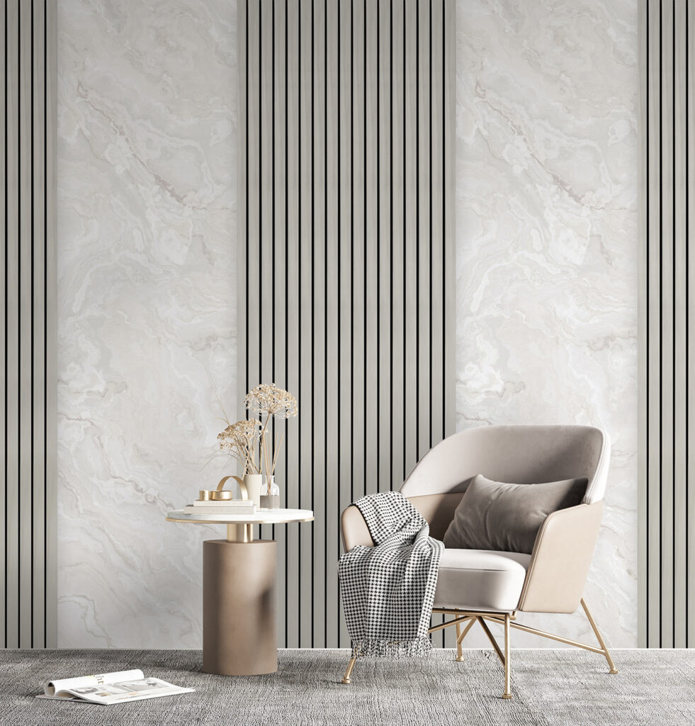 Pannelli chiari a strisce — ambiente 3