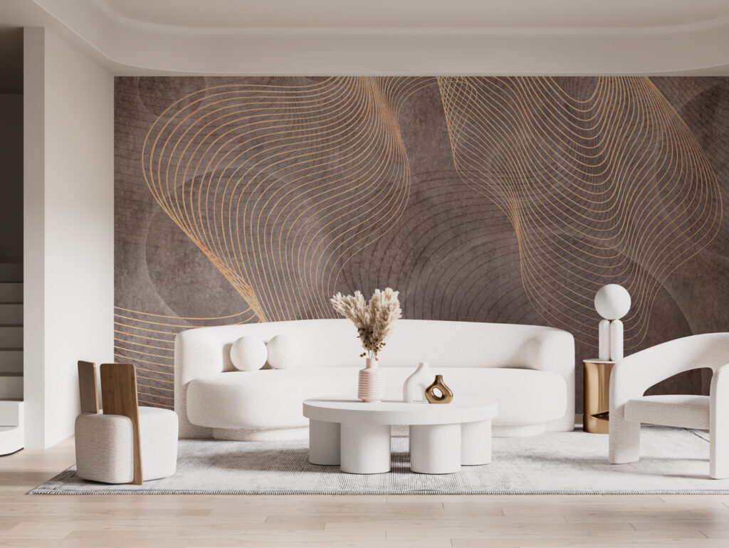 Linee dorate intrecciate in un ambiente