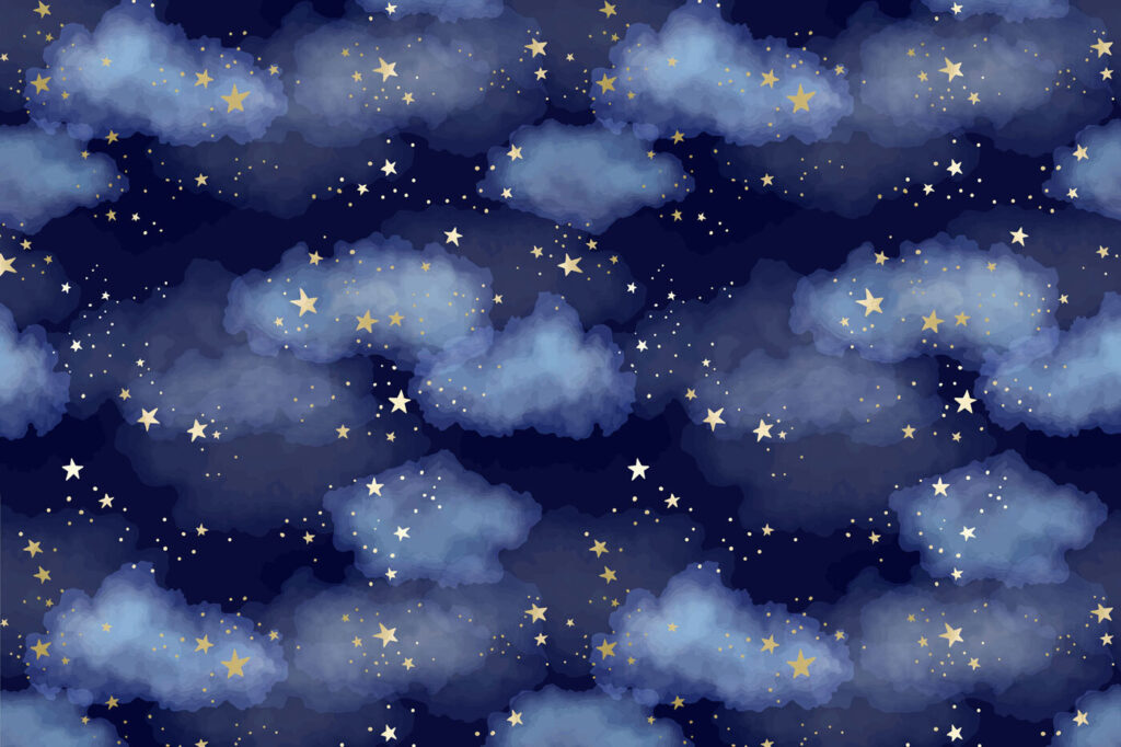 Nuvole blu, stelle dorate — design completo