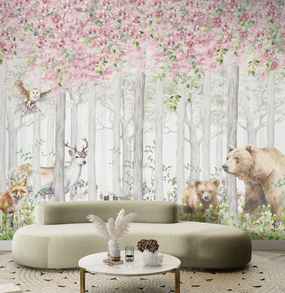 Orsi sotto fiori rosa — ambiente 3