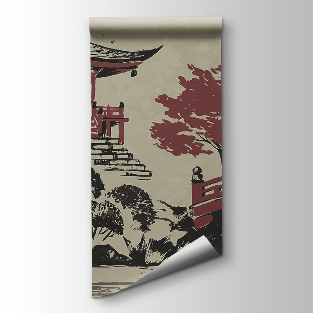 Pagoda con ponte rosso — vista del prodotto