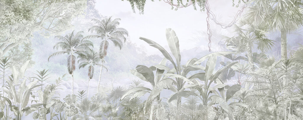 Foglie tropicali in lontananza — design completo