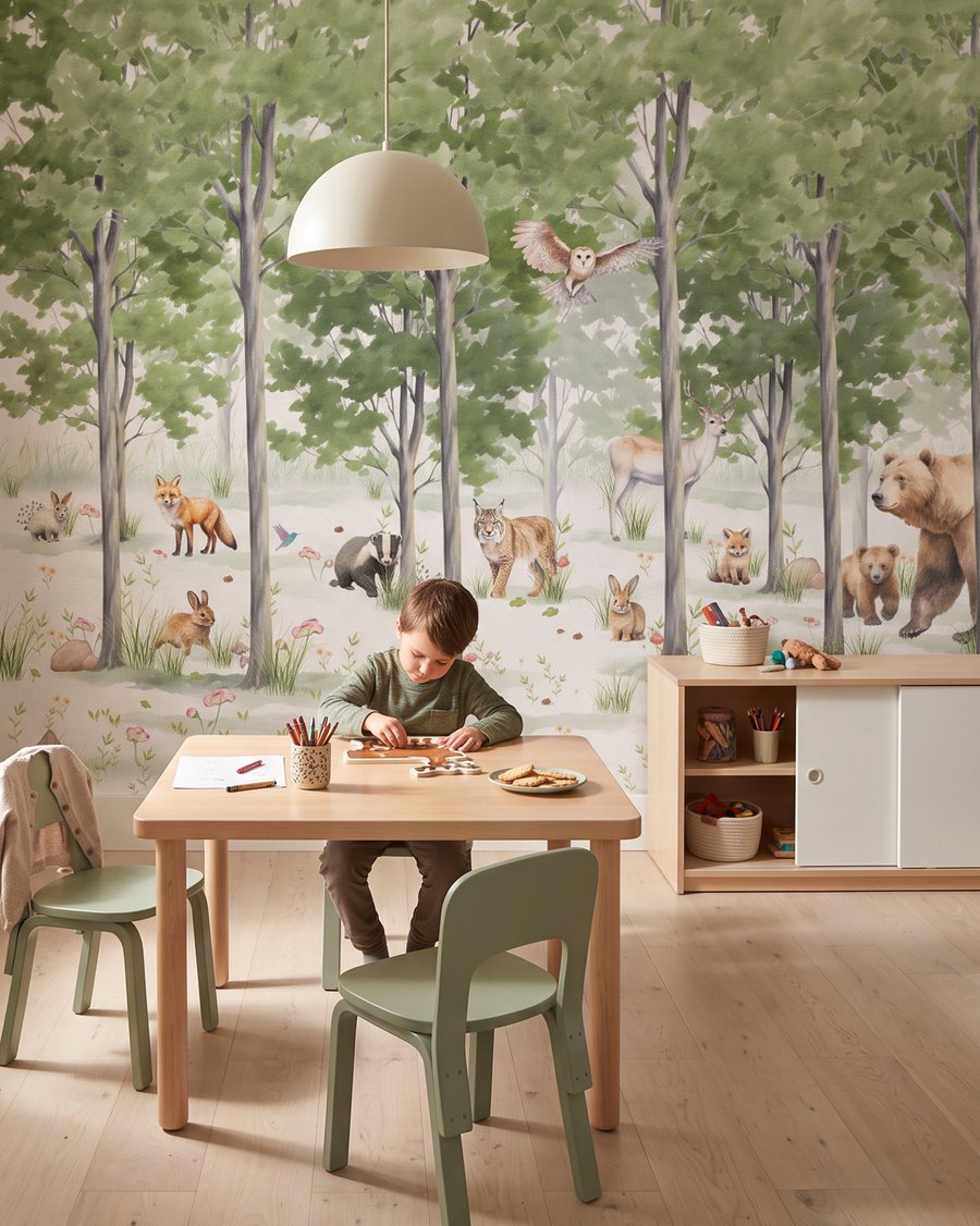 Animali in una radura in un ambiente