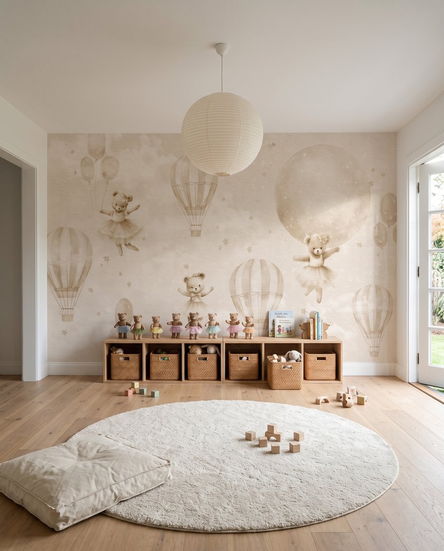 Orsetti tra i palloncini in un ambiente