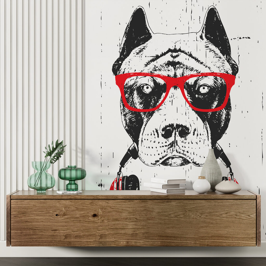 Cane con cuffie rosse — ambiente 5