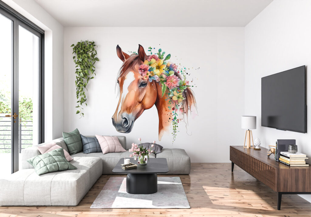 Cavallo con criniera fiorita — ambiente 2