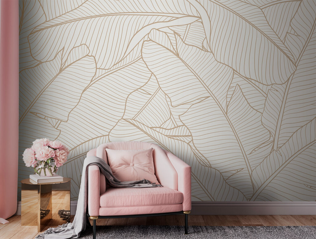Foglie beige a linee — ambiente 1