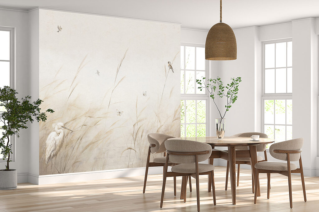 Uccellini sopra steli chiari — ambiente 3