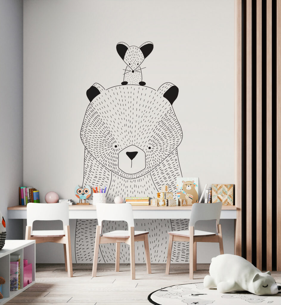 Topolino sull’orso in un ambiente