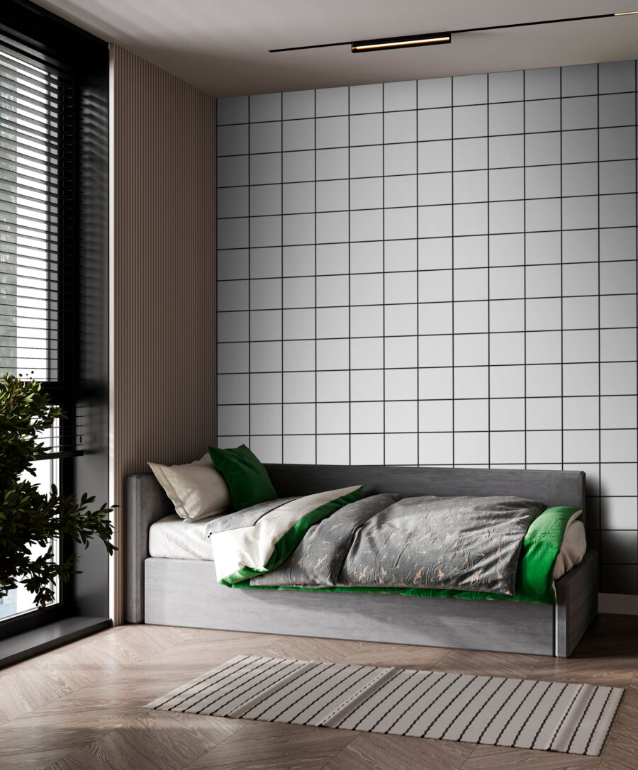Reticolo sottile su bianco — ambiente 1