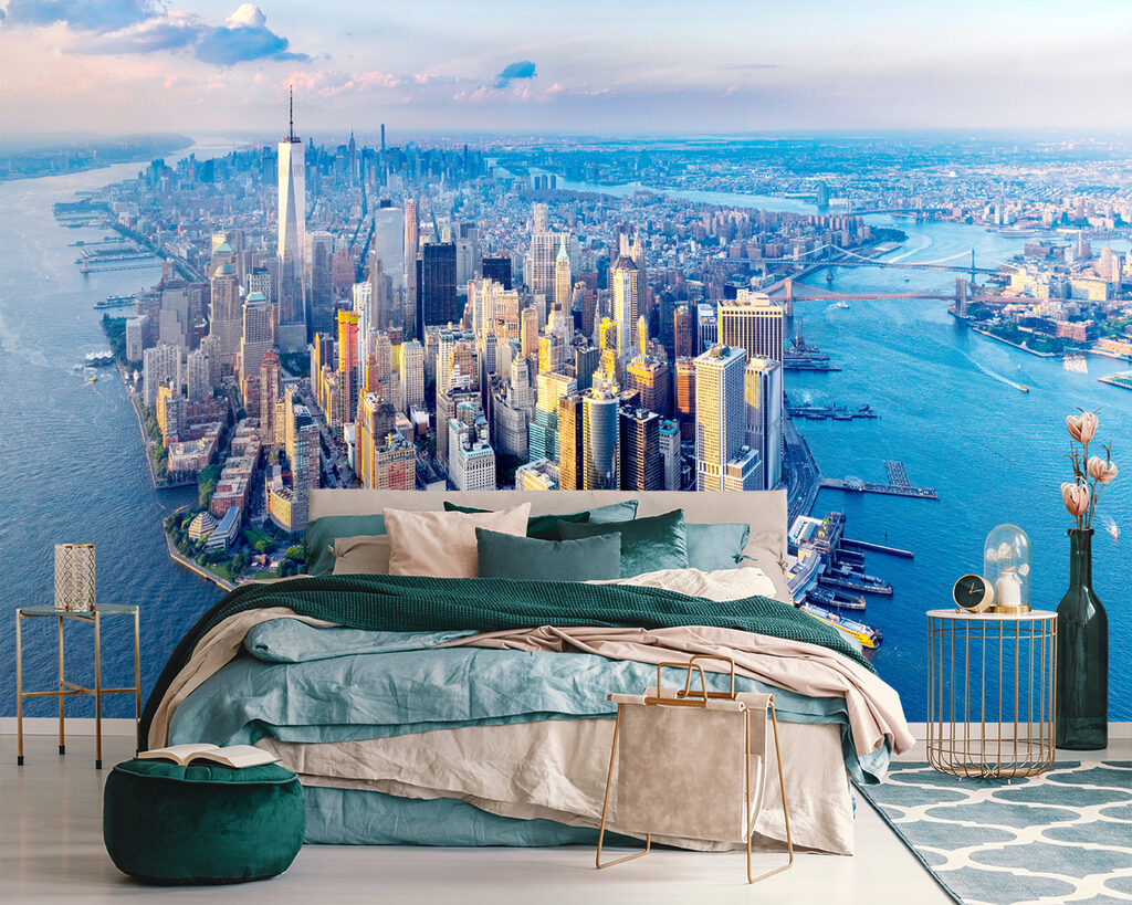 Manhattan sopra l’acqua in un ambiente