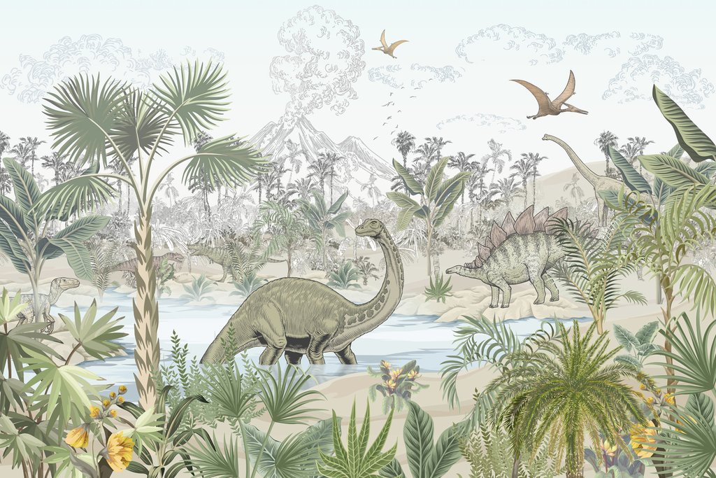 Dinosauri presso lo stagno — design completo